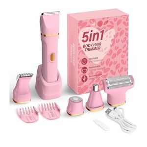 5-in-1 Pink Body Hair Trimmer